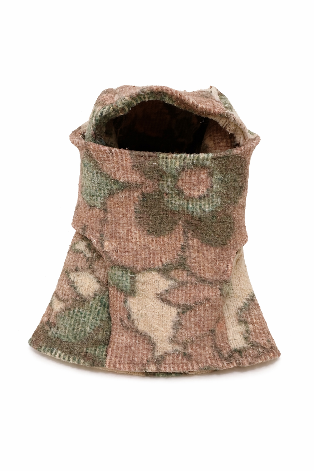 Cagoule en laine upcyclé motif fleuri